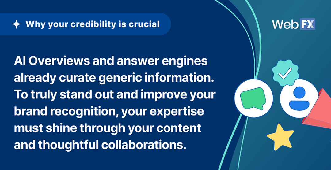 An infographic citing the importance of AI overview's credibility.