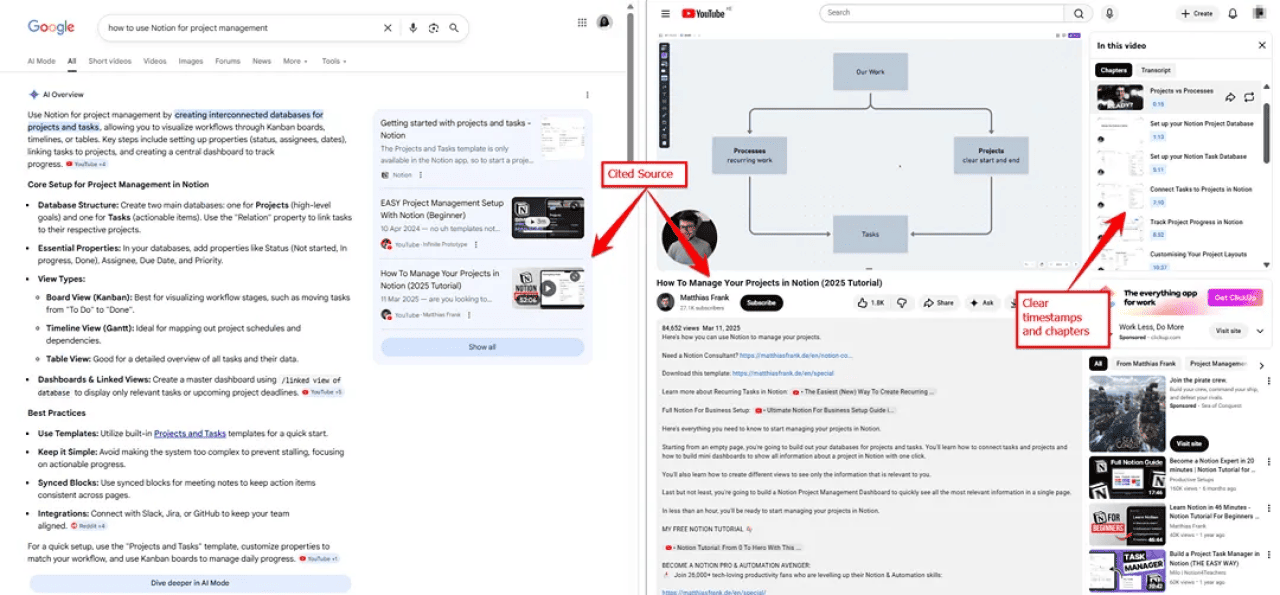 A screenshot of Google search result and a Youtube video tutorial.
