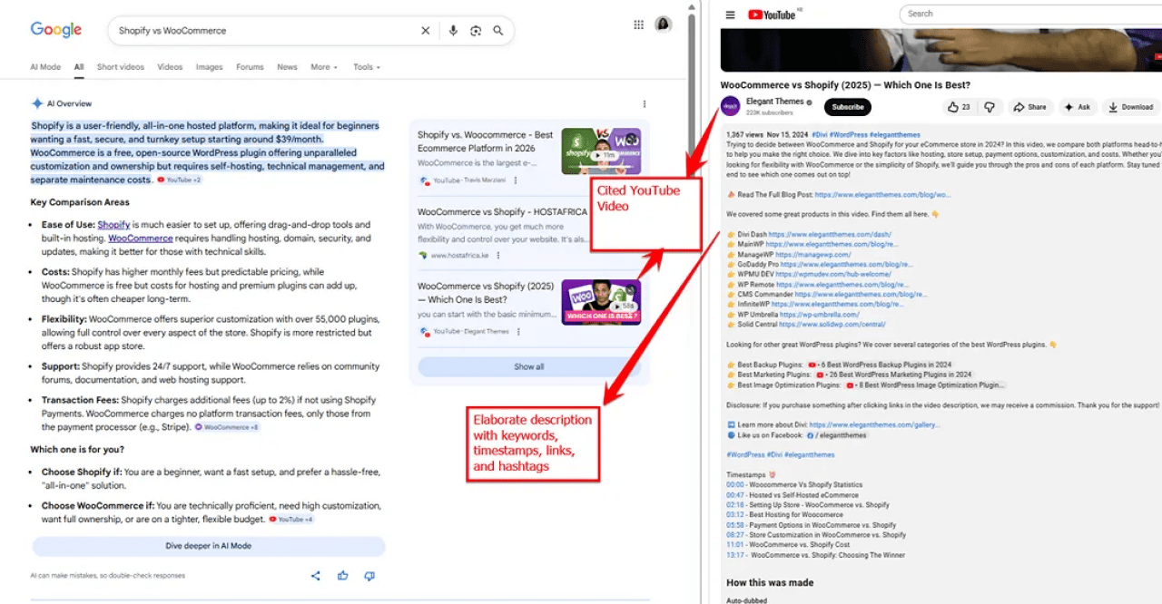 A screenshot of a Google search result comparing two e-commerce platforms.