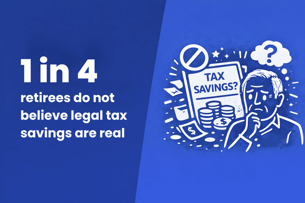 An infographic stating that 1 in 4 retirees do not believe legal tax savings are real.