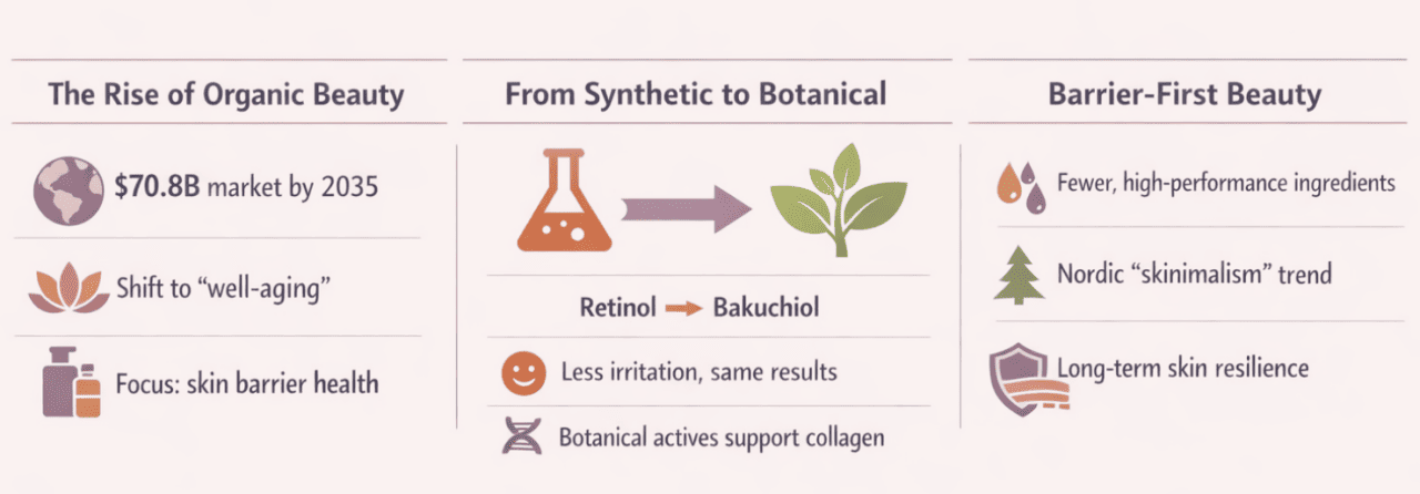 An overview infographic on the rise of organic beauty.