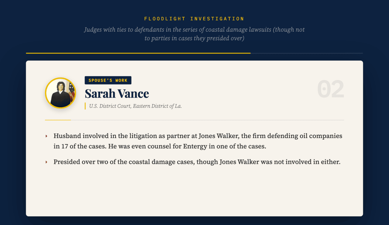 Infographic showing Sarah Vance's profile.