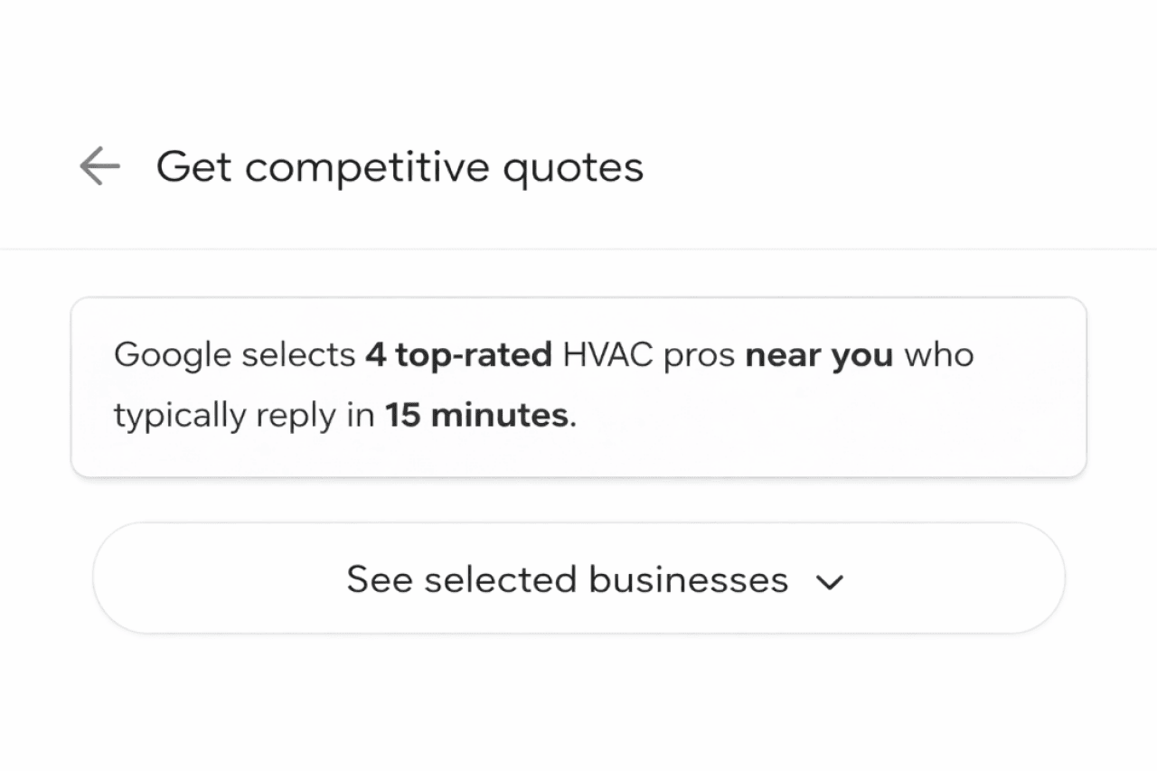 Google LSA's competitive quotes displayed on screen.