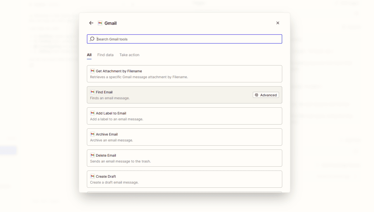 A sample screenshot of selecting tools to connect and configure with the AI agent.