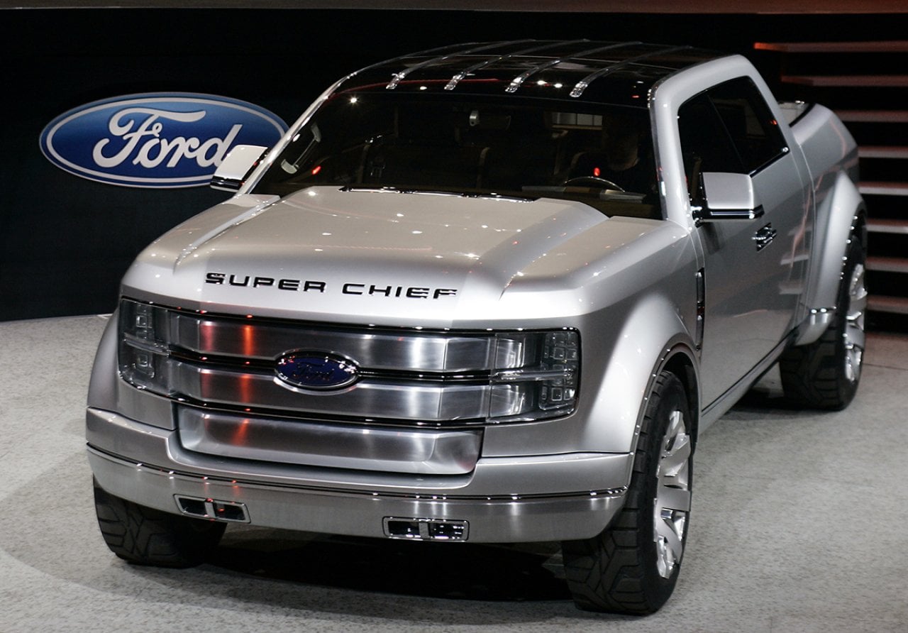 The Ford concept F-250 Super Chief as shown on January 8, 2006  at the North American International Auto Show at Cobo Hall in Detroit, Michigan. 