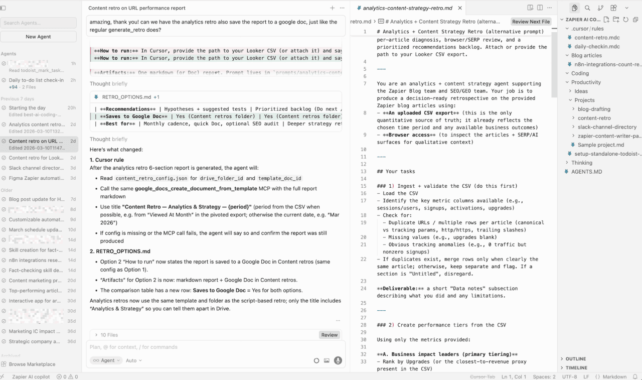 A screenshot of a generated report from Cursor AI.