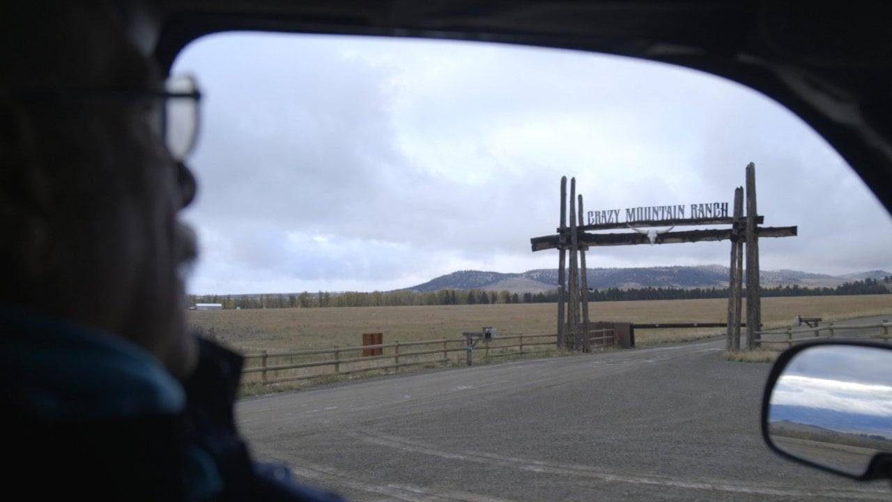 View of the entrance to The Crazy Mountain Ranch seen from inside a car, the property was purchased by the Yellowstone Club’s owners in 2021, shocking locals who said club representatives told them they had no interest in developing the Crazies.