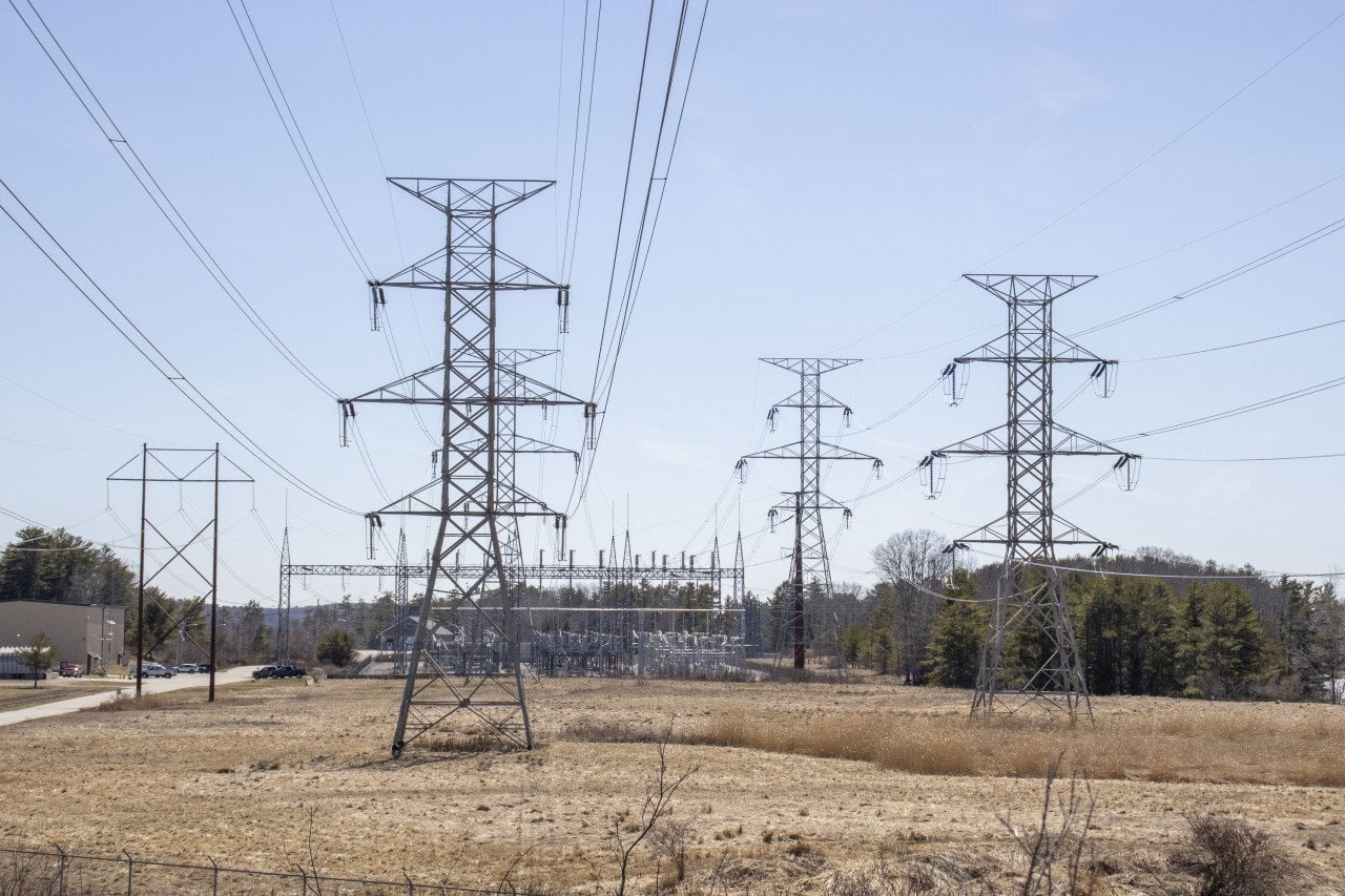 Maine Yankee’s legacy electricity infrastructure includes a substation and high-voltage transmission lines from when the nuclear generating plant supplied power across Maine and New England.