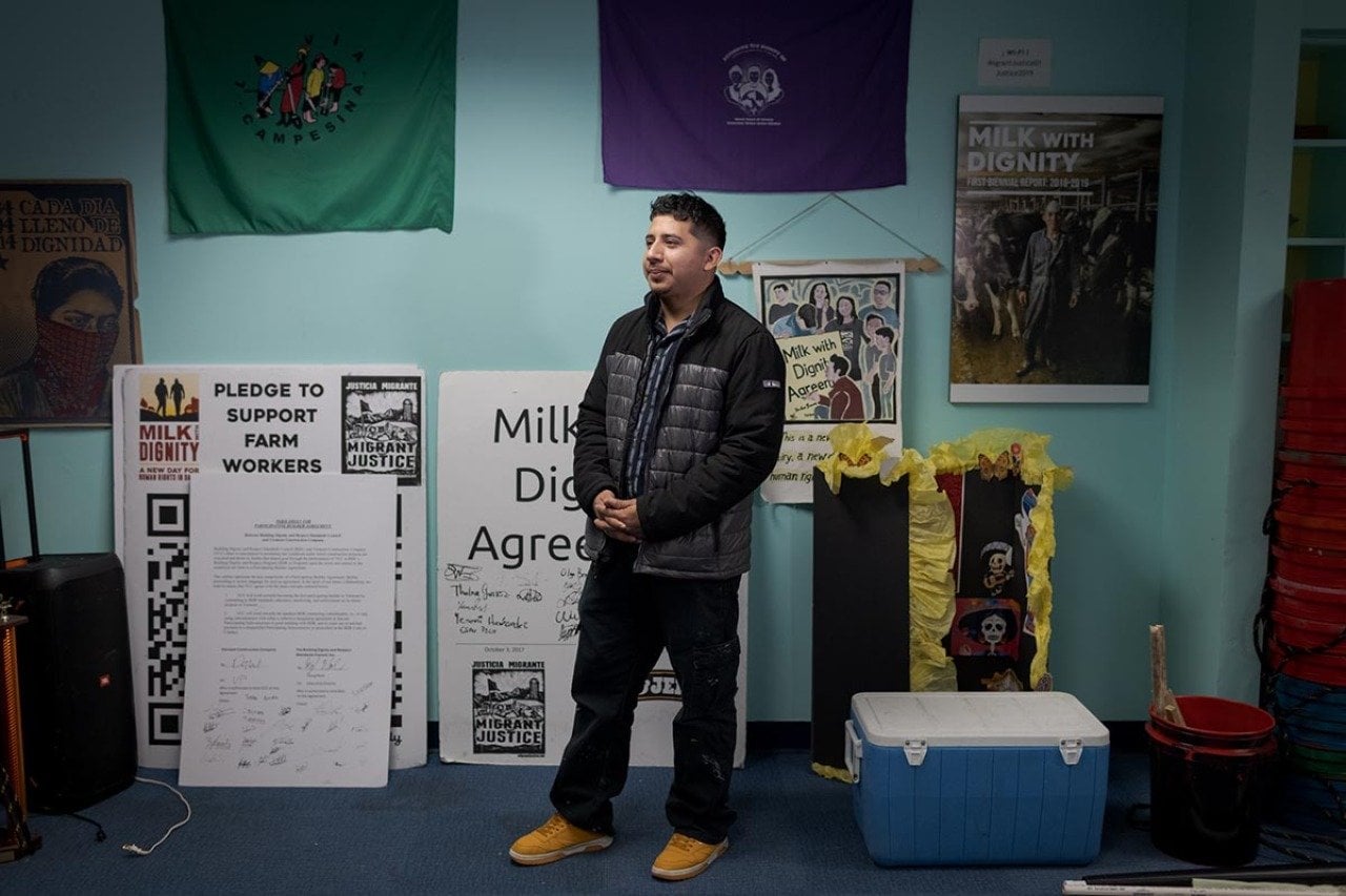 osé Ignacio ‘Nacho’ De La Cruz in the offices of Migrant Justice in November.