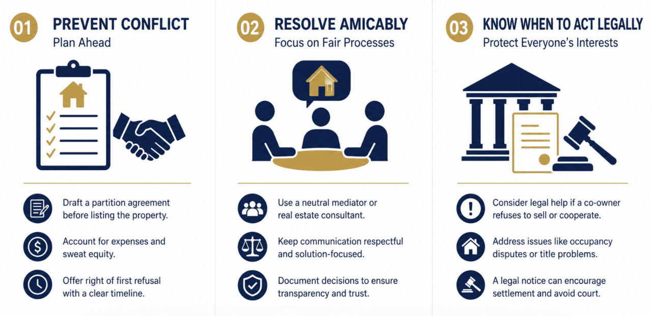 An infographic detailing the process of disputing properties and assets.