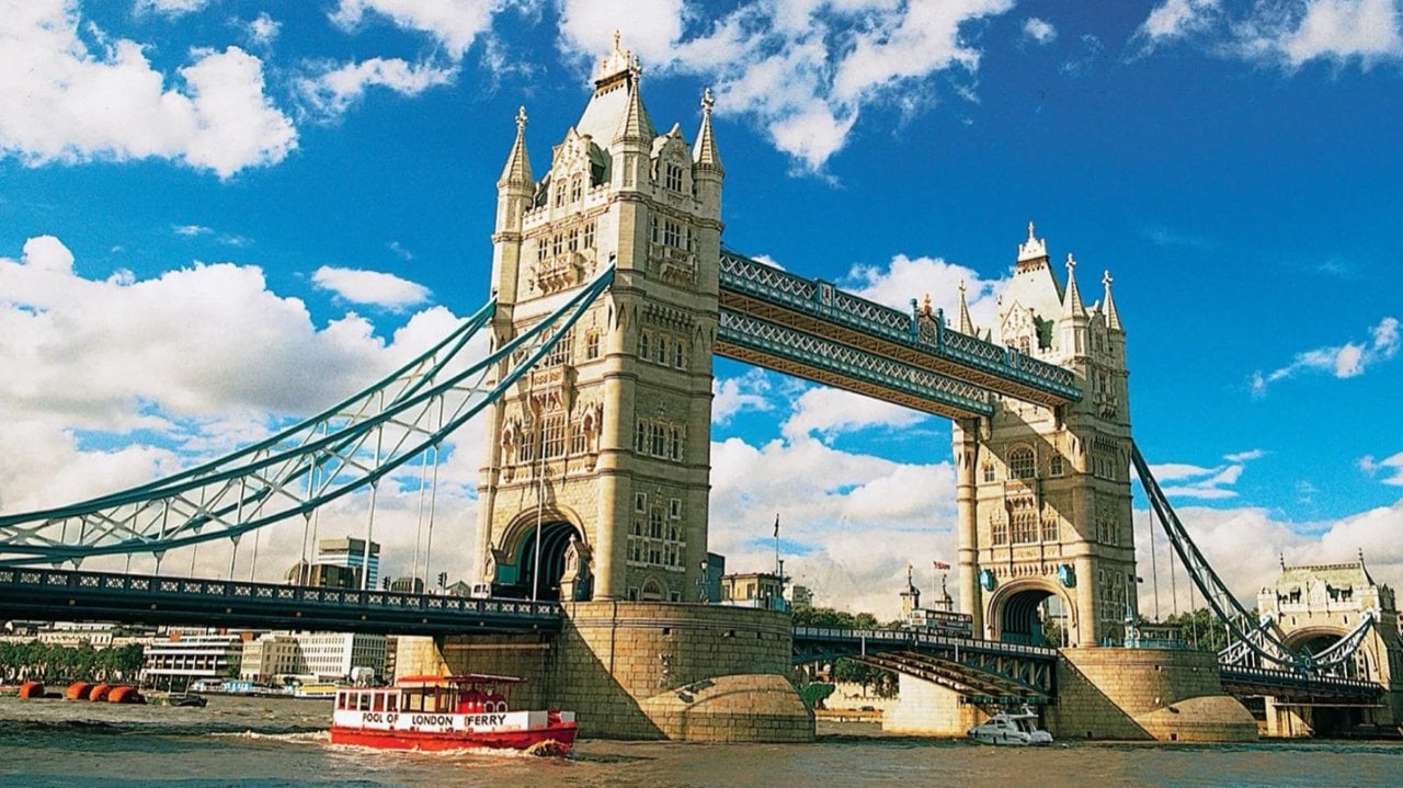 A view of the Tower Bridge in London, England.
