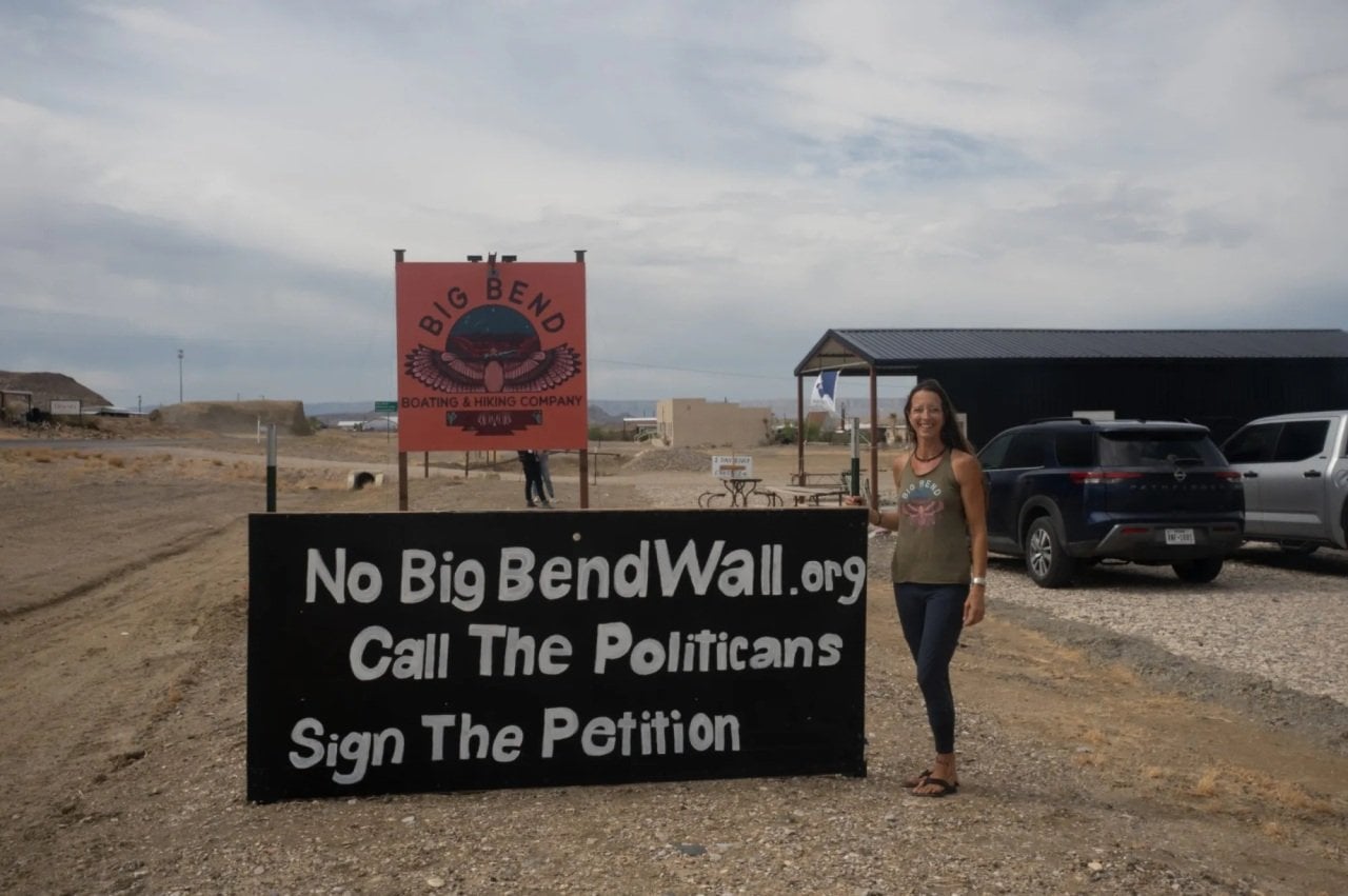 Erin Little outside of the Big Bend Boating and Hiking Company in Terlingua, Texas.