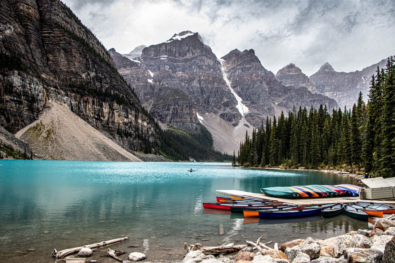 A view of the Moraine Lake in Banff, Alberta, Canada.