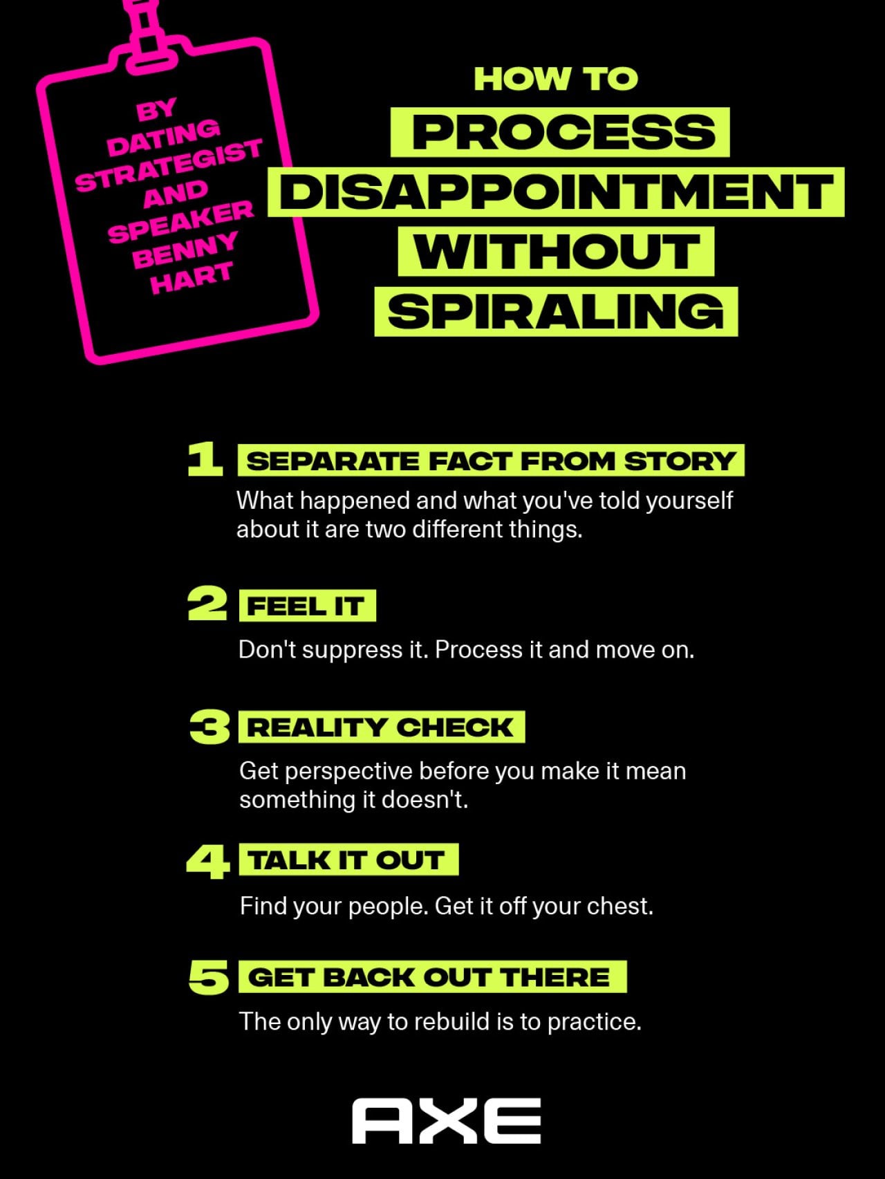 A poster showing ways to process disappointment without spiraling.