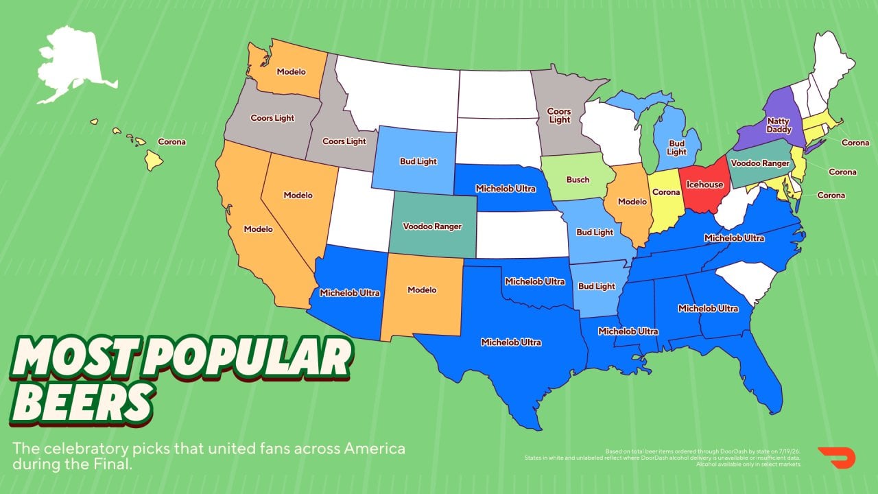 A data map of the US visualizing the most popular beers across the states.