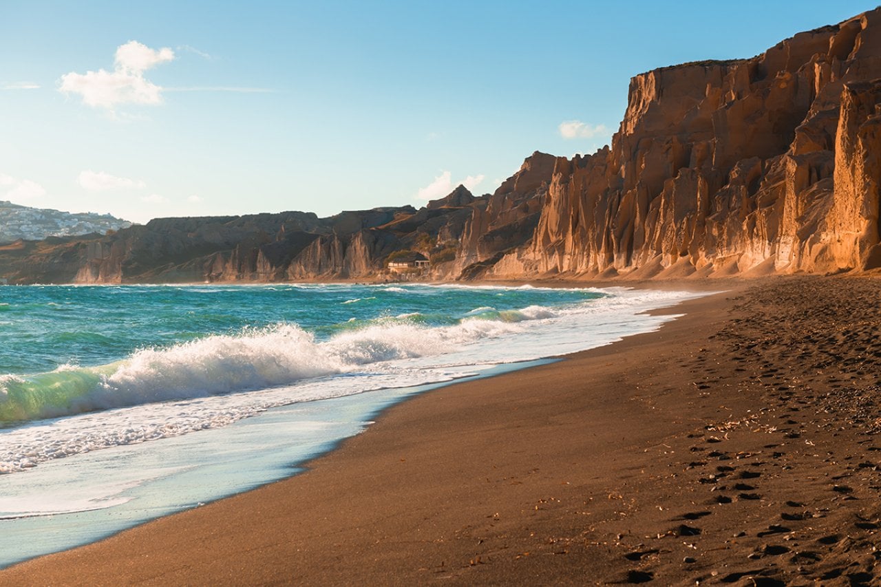 The Vlychada Beach on Santorini Island, Greece.