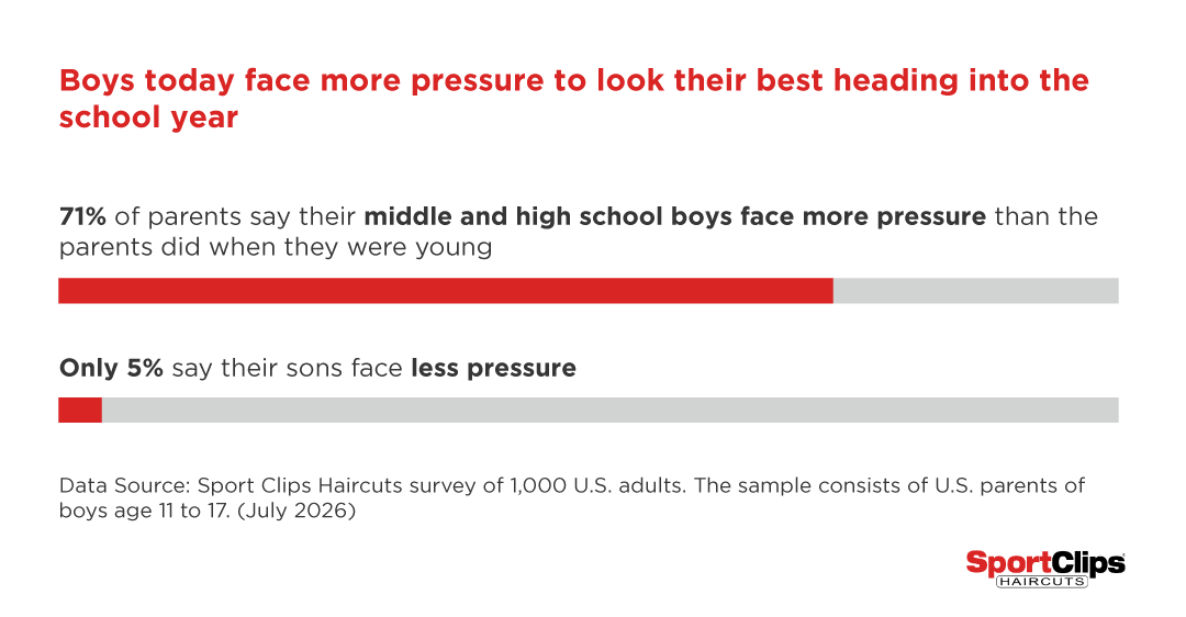 A survey data showing results on appearance-related pressure experienced by school-aged boys.