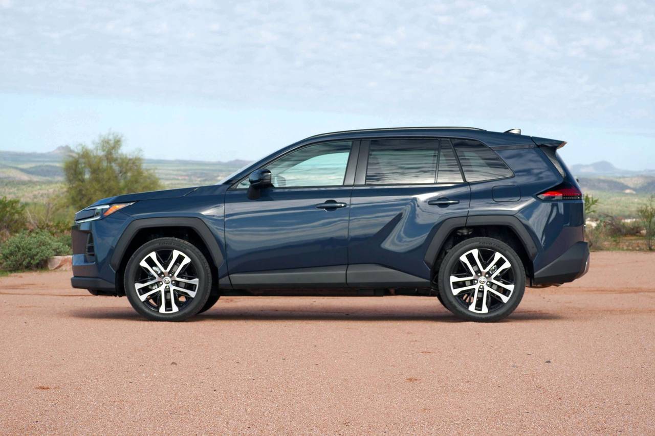 Side view of a blue 2026 RAV4.