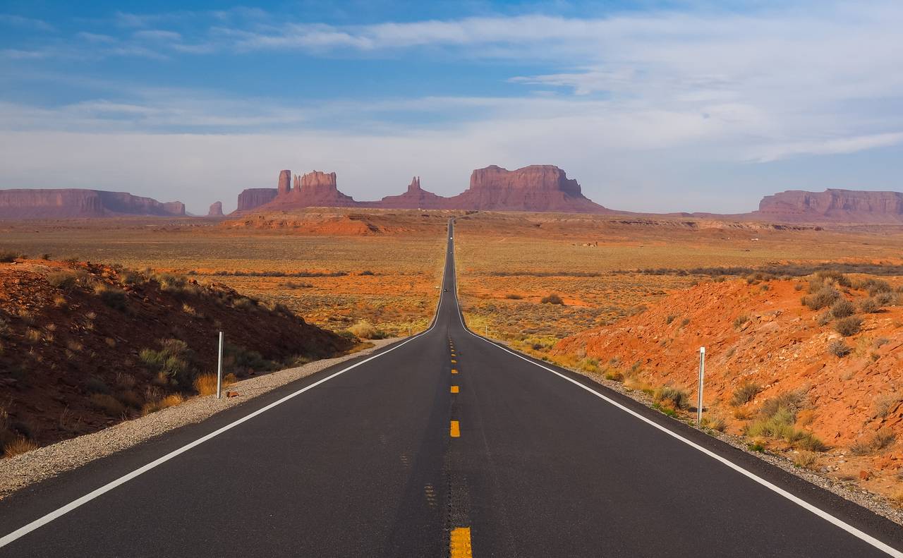 The famous Forrest Gump Point with the Monument Valley in the background located in Utah, USA.