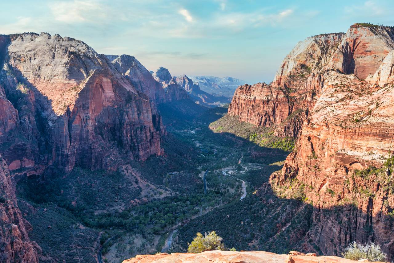 A picturesque view of the mountains and rocks in Zion National Park, Utah, USA.