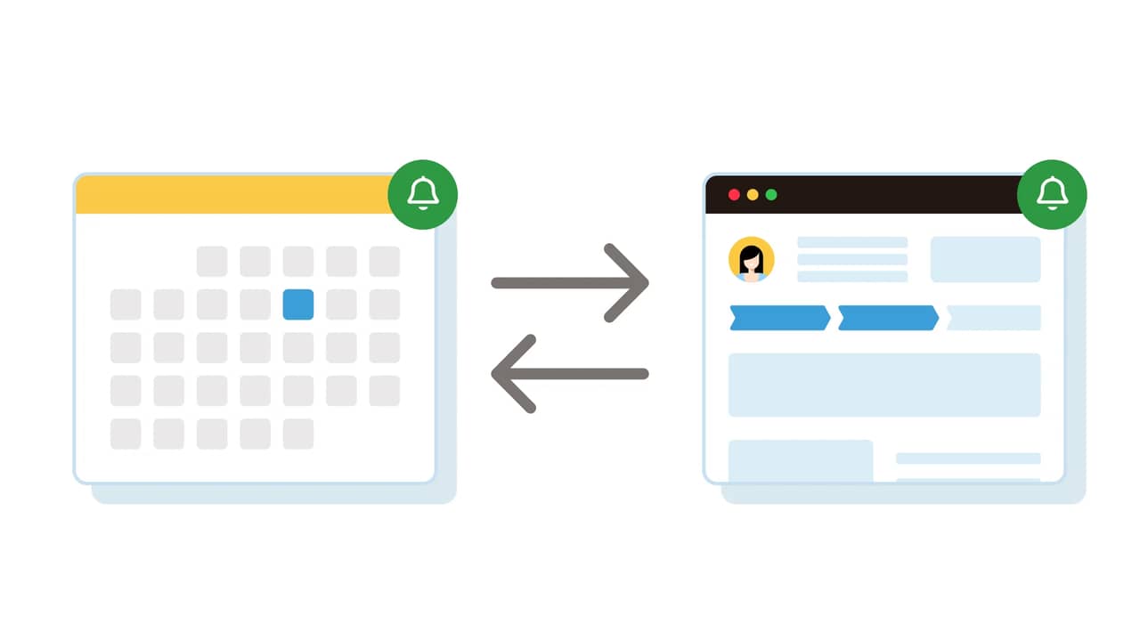 A vector graphic depicting two-way calendar syncing