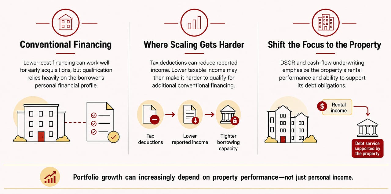 An infographic highlighting the real estate portfolio growth from personal income to property performance.