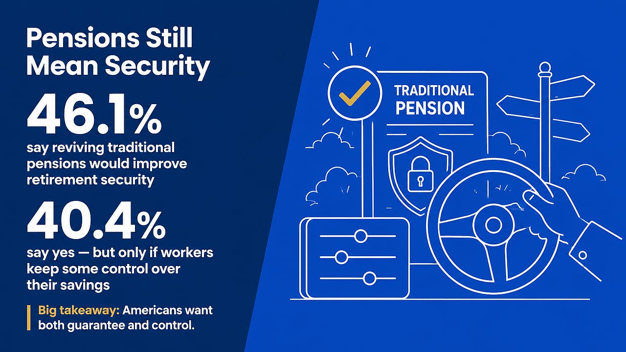 An infographic reporting data findings that point to pensions still meaning security for survey respondents.