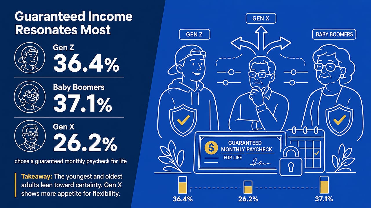 An infographic revealing data that shows guaranteed income resonates most.
