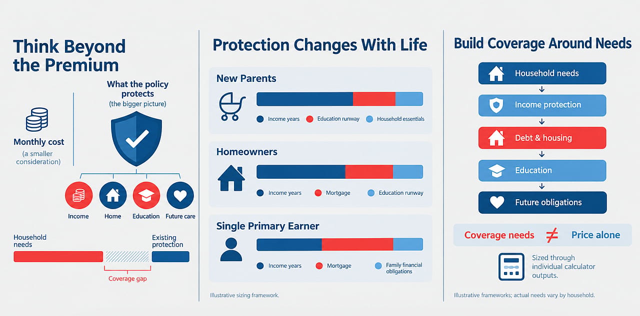 An infographic reporting on the costs and benefits of family insurance.
