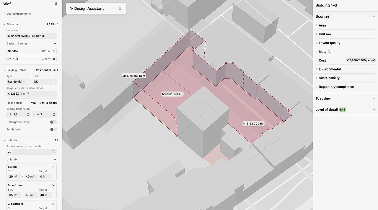 All3’s architecture platform helps users to design buildings that fit into tightly constrained spaces.