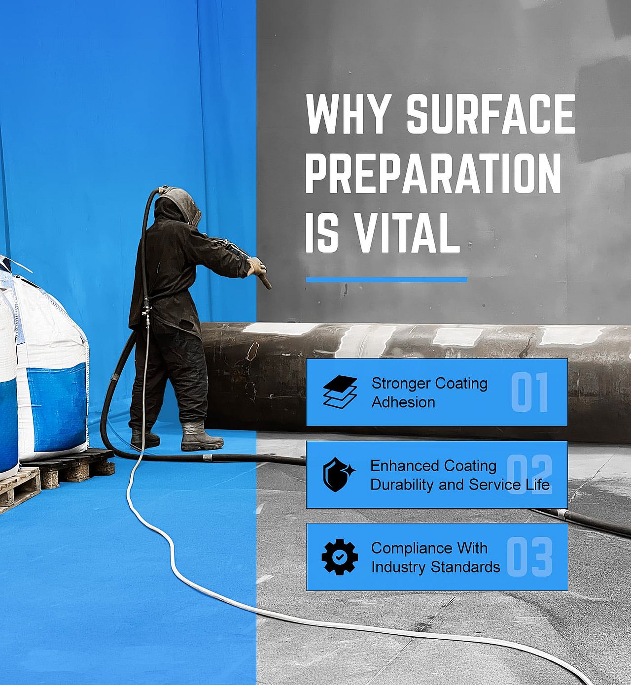 A graphic showing various reasons on why surface preparation is vital.