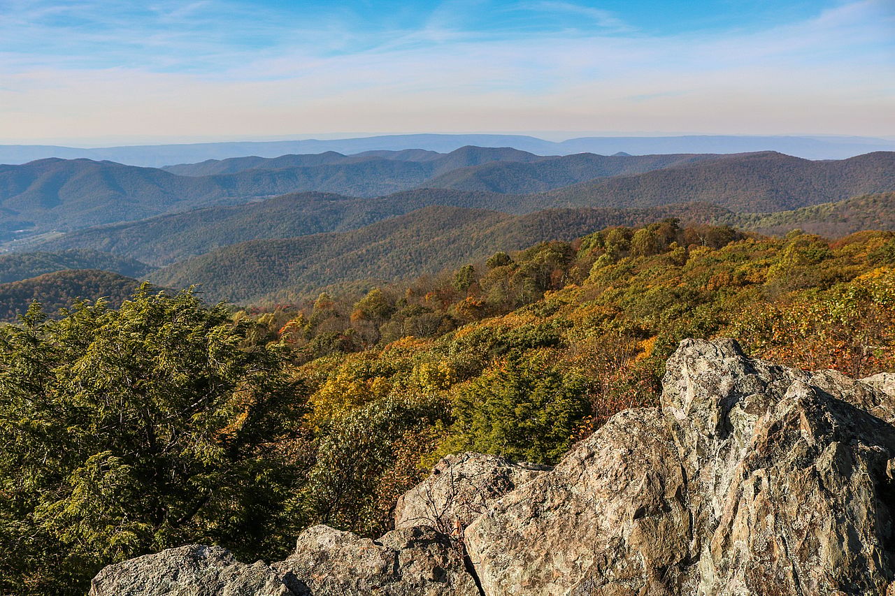 The Bearfence Mountain in Shenandoah National Park, Virginia during fall.