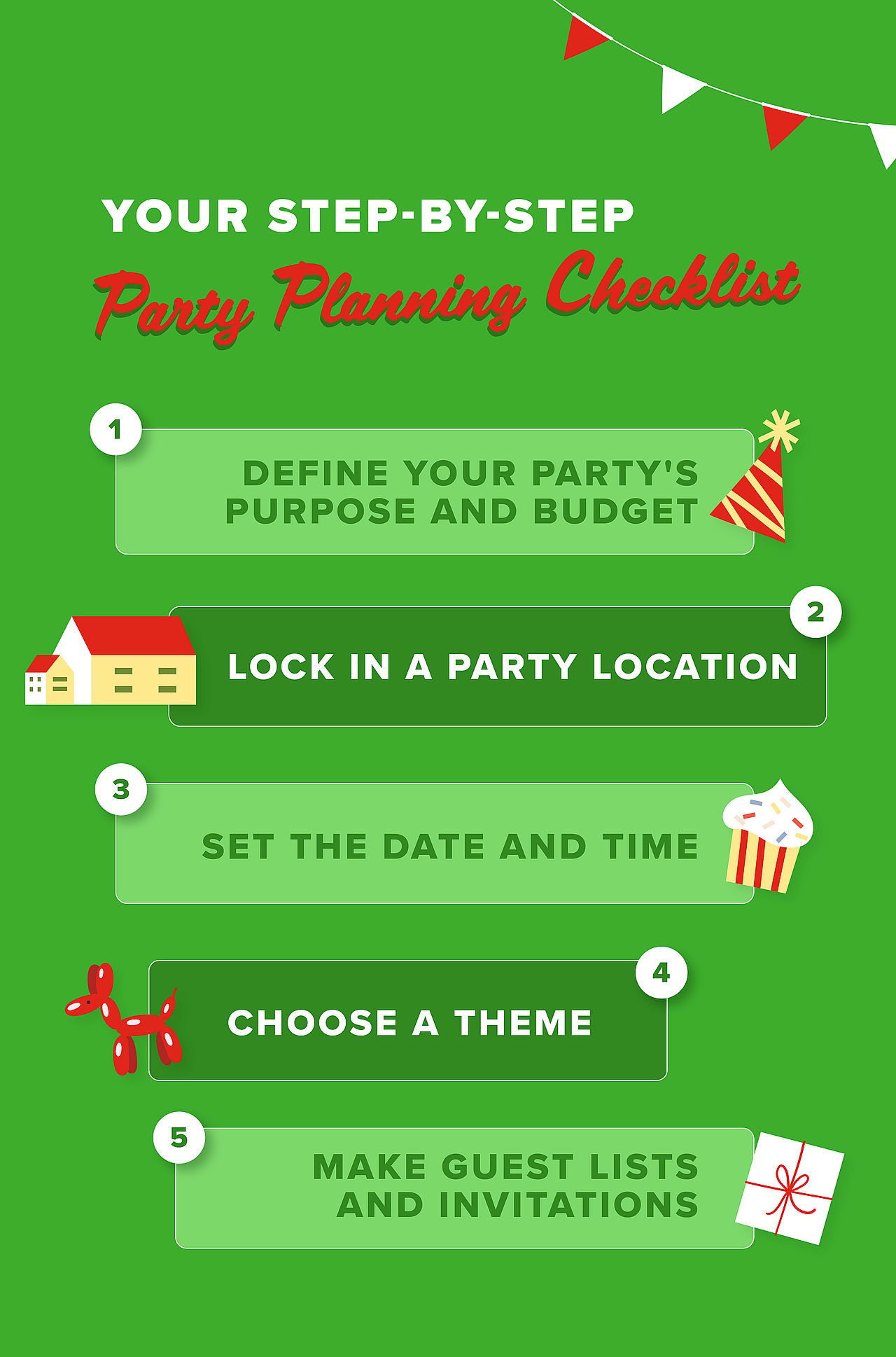 An infographic listing the steps on how to host a stress-free party.