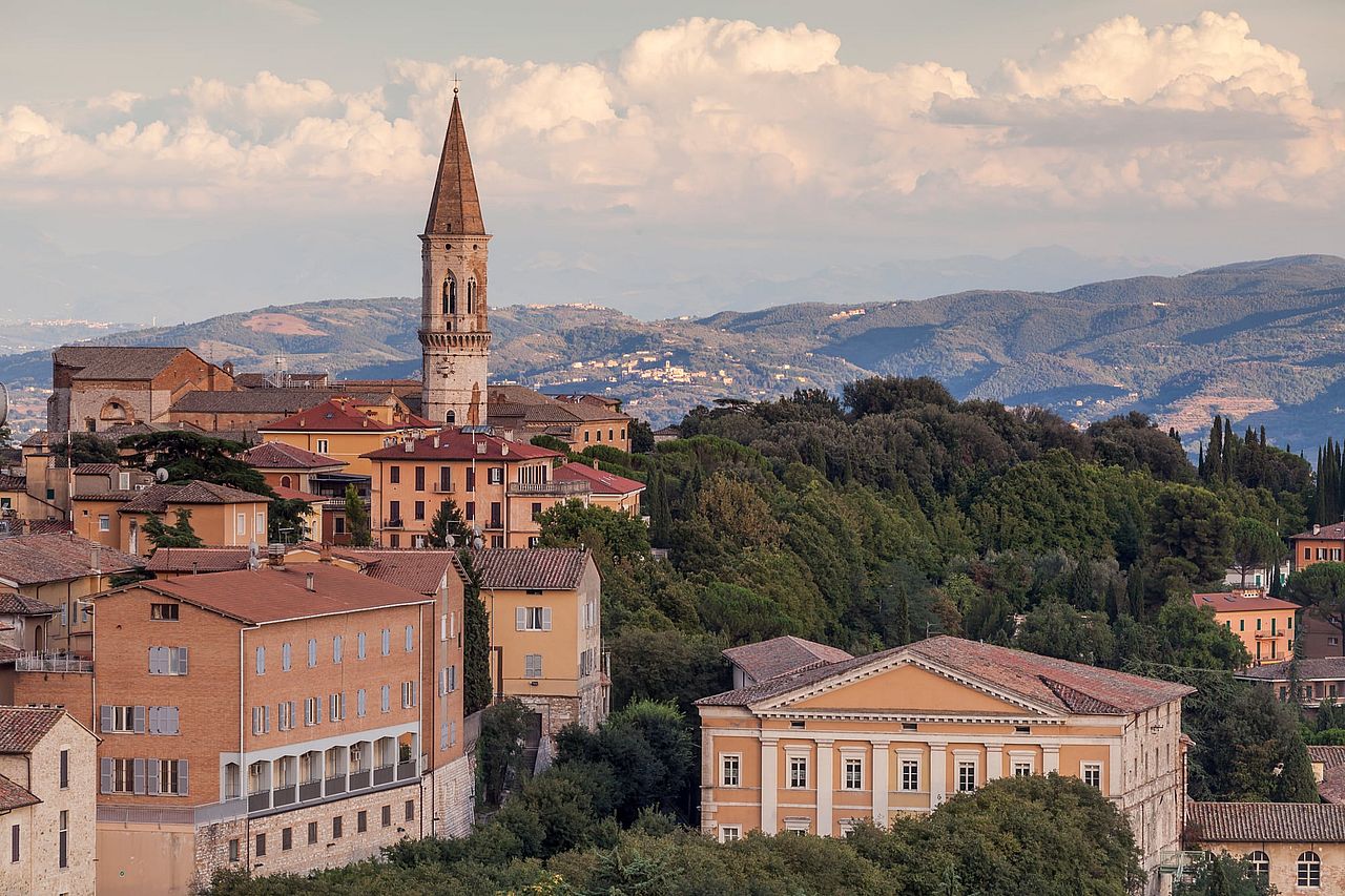 A rooftop view of Perugia in the Umbria region of Italy.