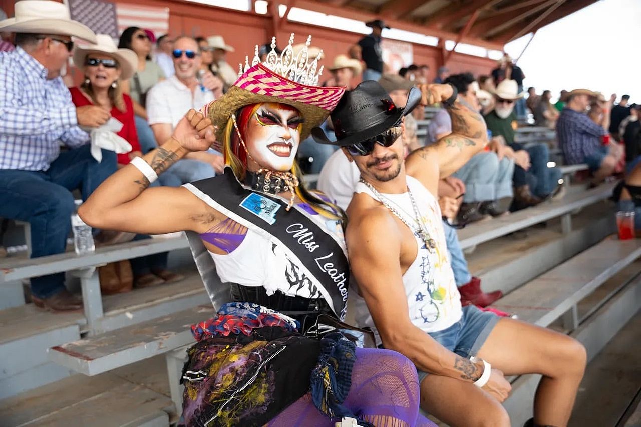 Miss Leather Rodeo 26’ enjoys the festivities from the stands. In addition to sporting competitions, the Zia Regional Rodeo also elects rodeo royalty, who are responsible for overseeing events and fundraising for the organization.
