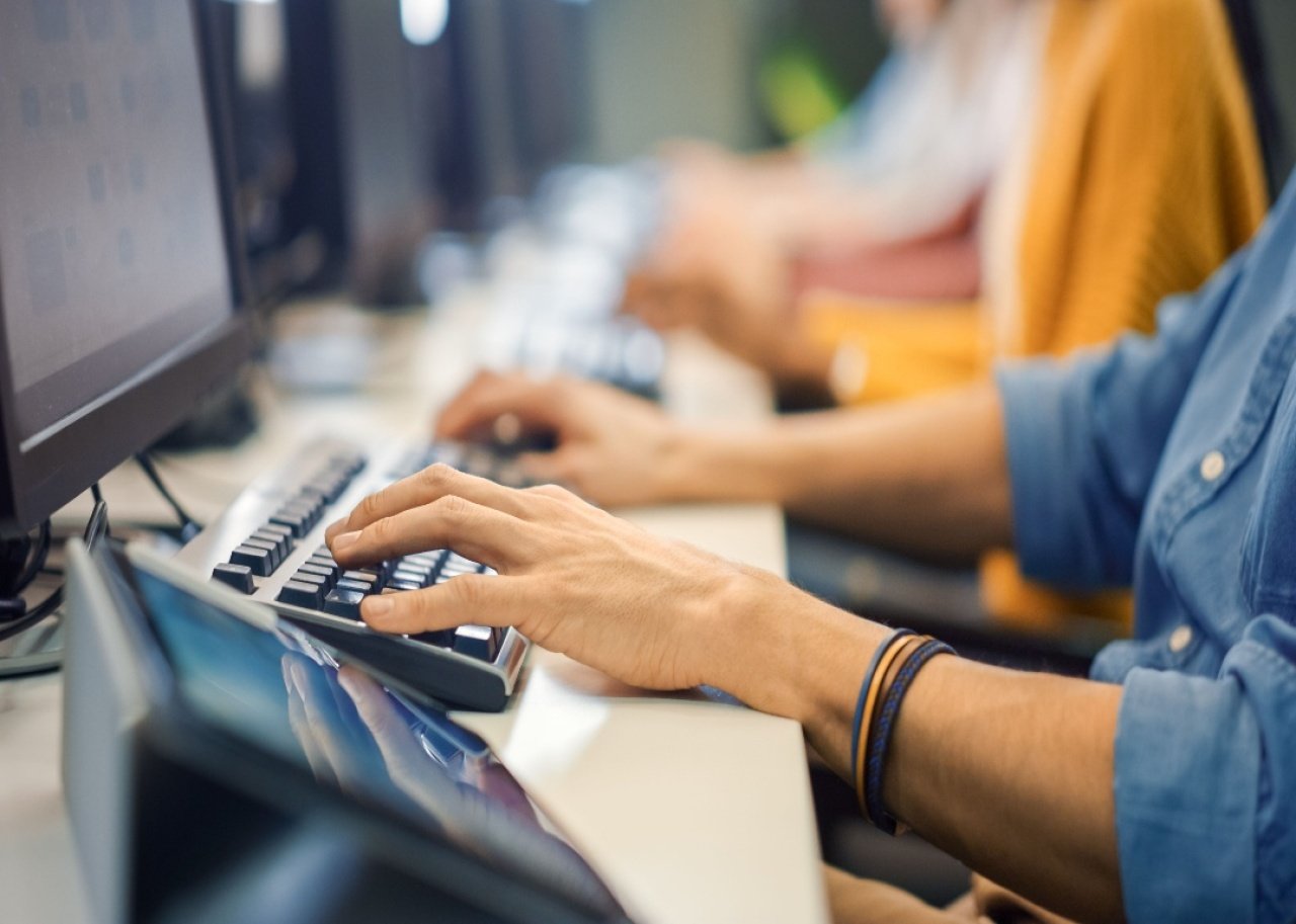A person working on a computer.