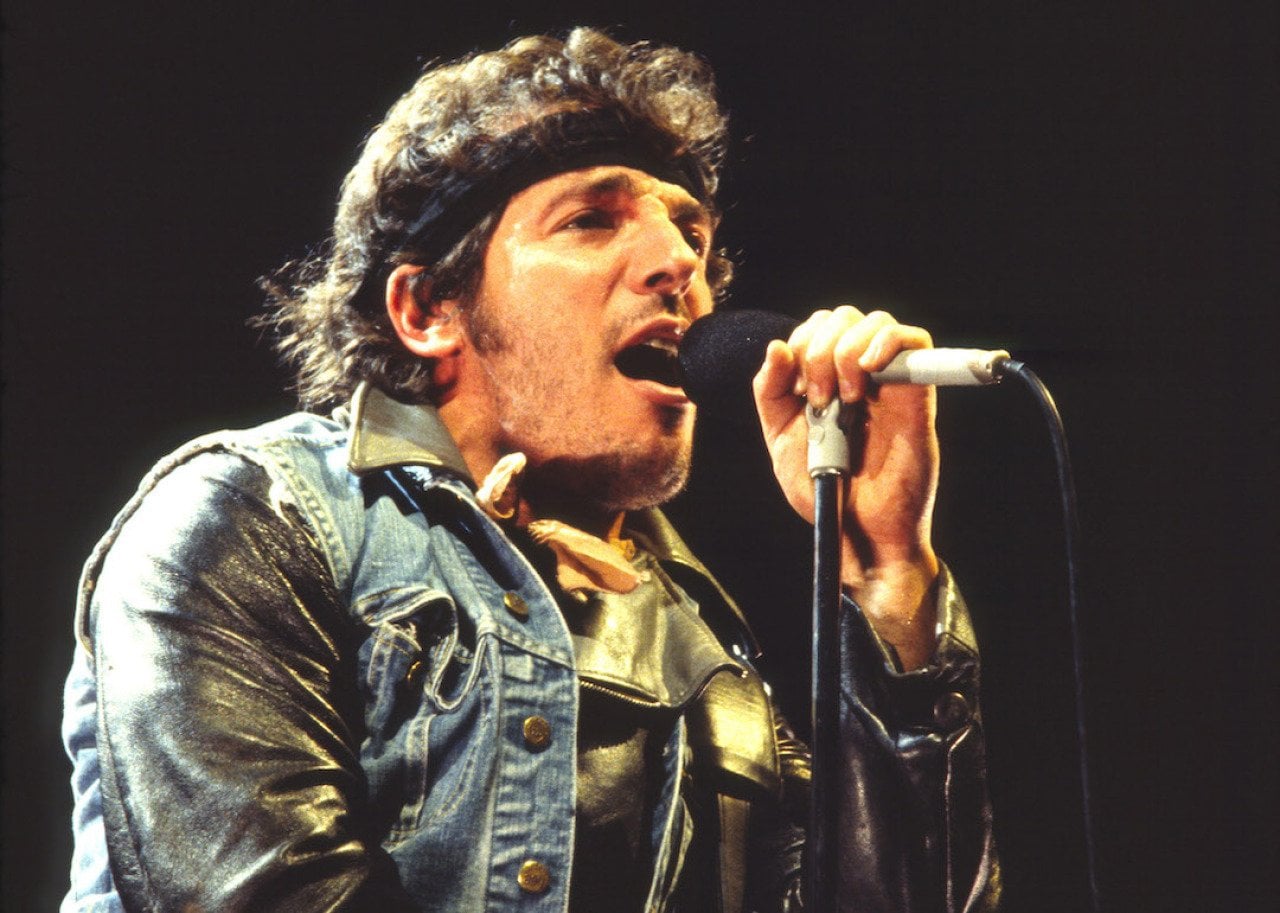 Bruce Springsteen performs on stage in 1984.