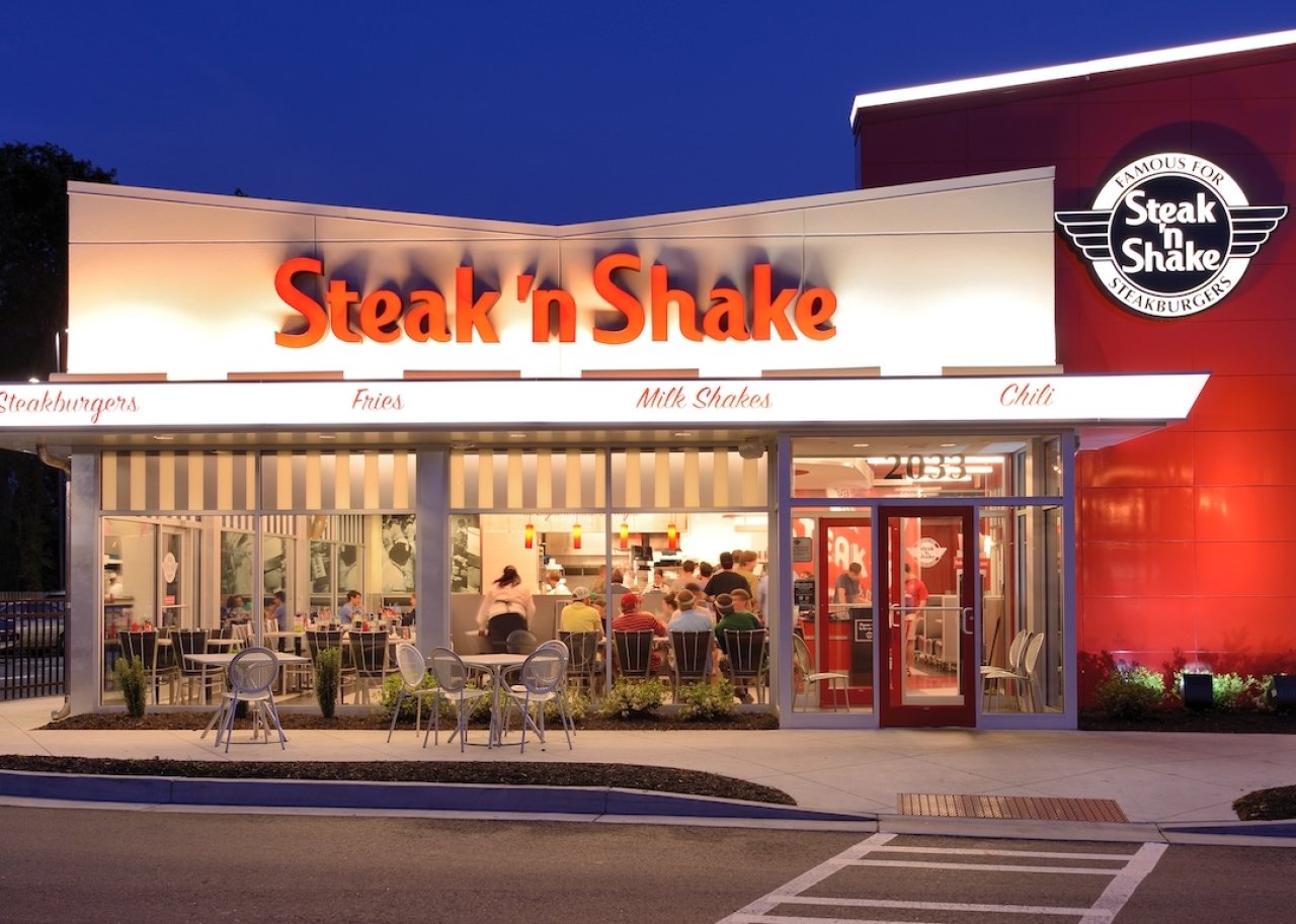 #50. Steak 'n Shake Exterior of Steak 'n Shake in Athens, Georgia.