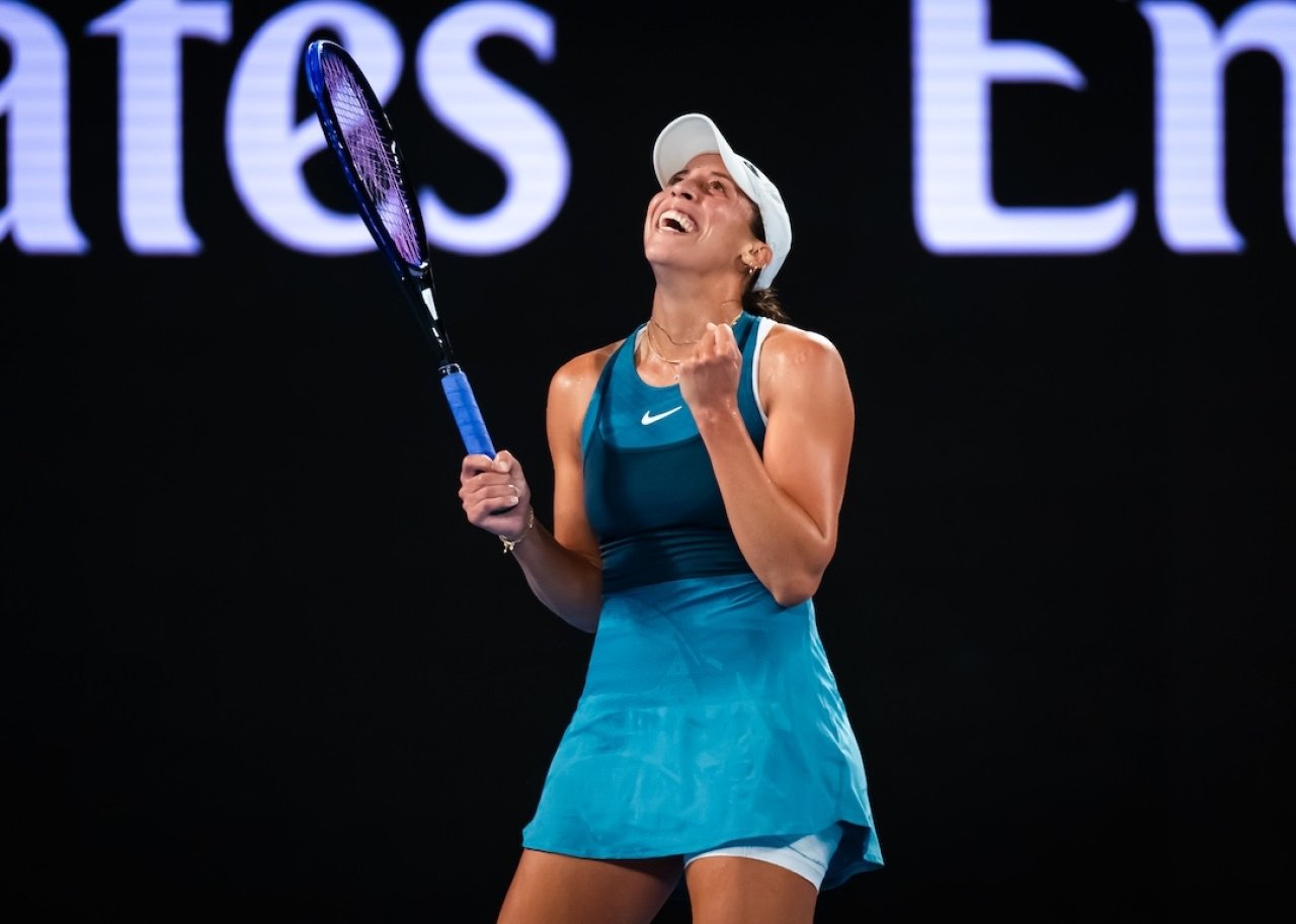 Madison Keys celebrates winning Australian Open 2025