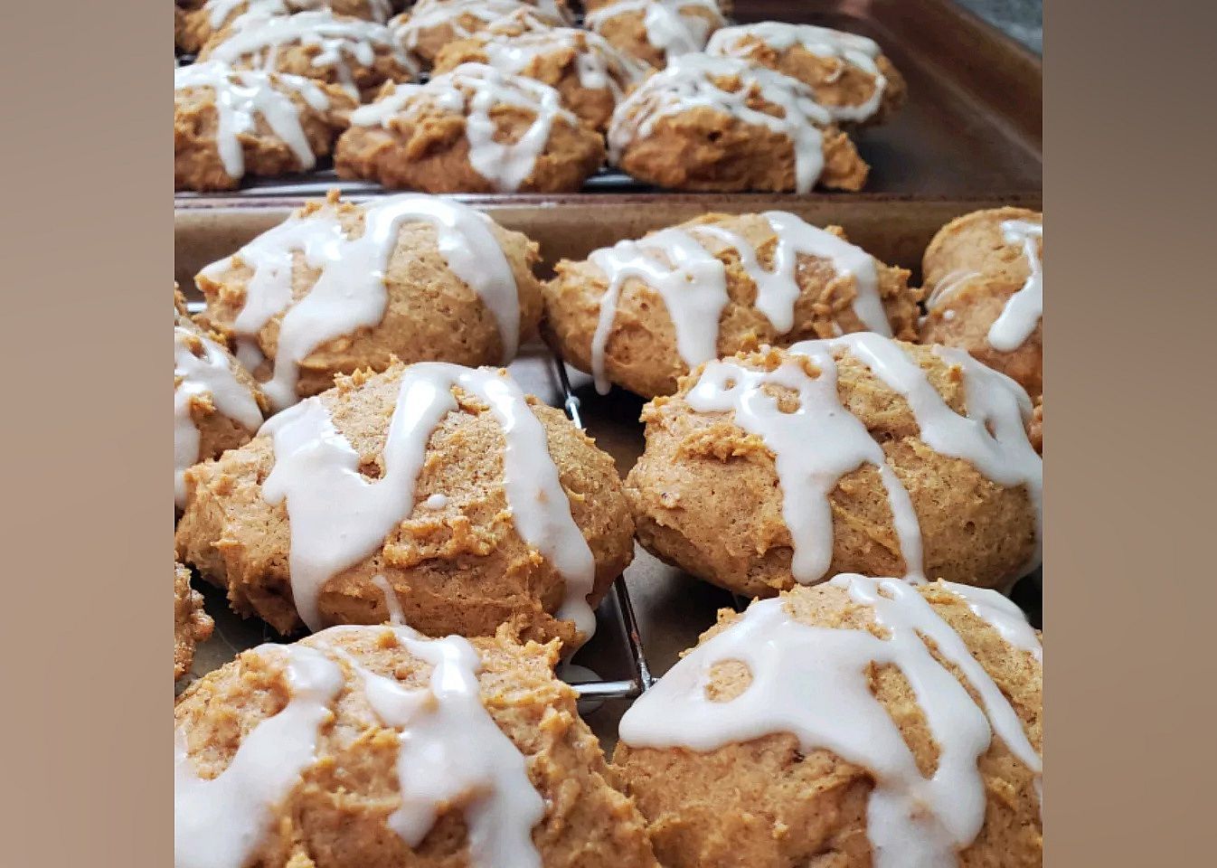Iced pumpkin cookies