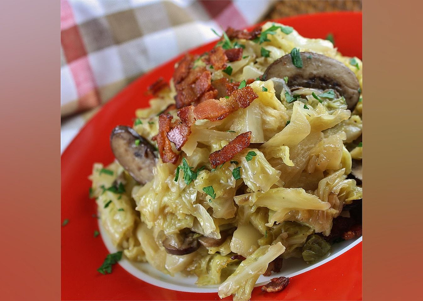 Southern Fried Cabbage with Bacon, Mushrooms, and Onions