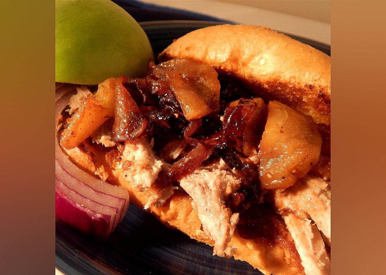 Apple Cider Pulled Pork with Caramelized Onion and Apples