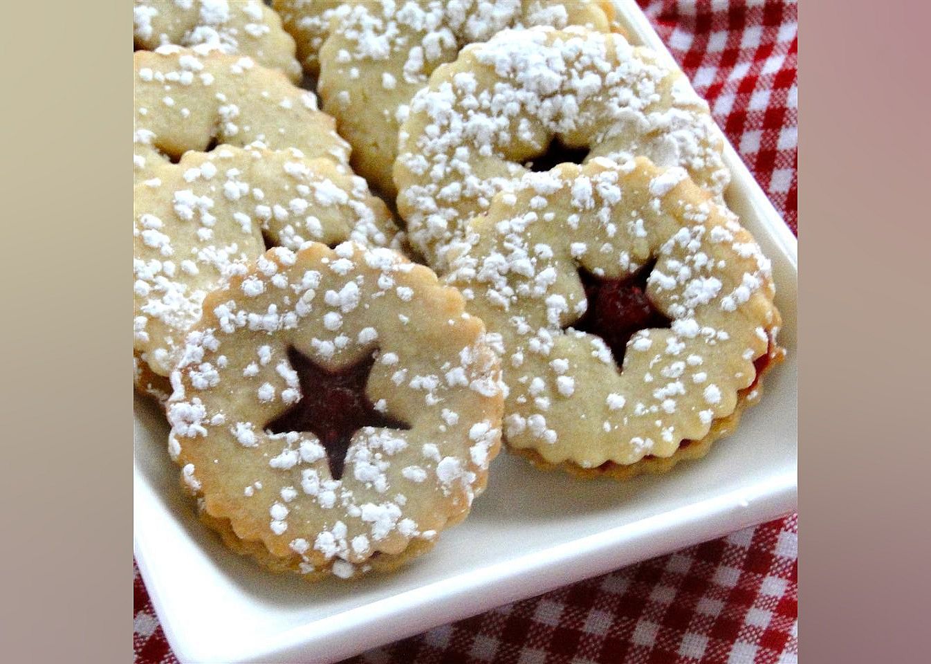 Cranberry Cornmeal Linzer Cookies