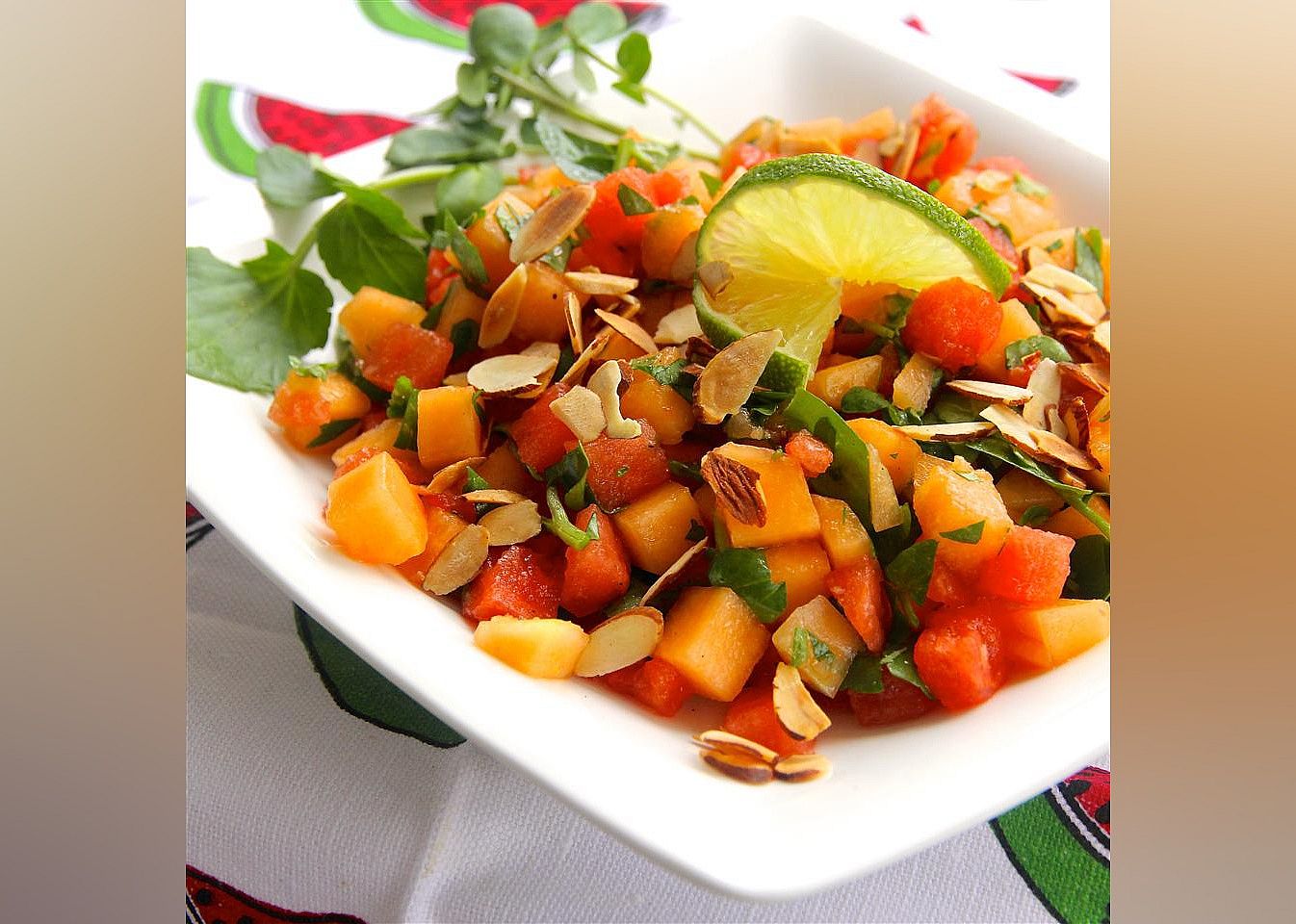 Watercress, Melon and Almond Salad