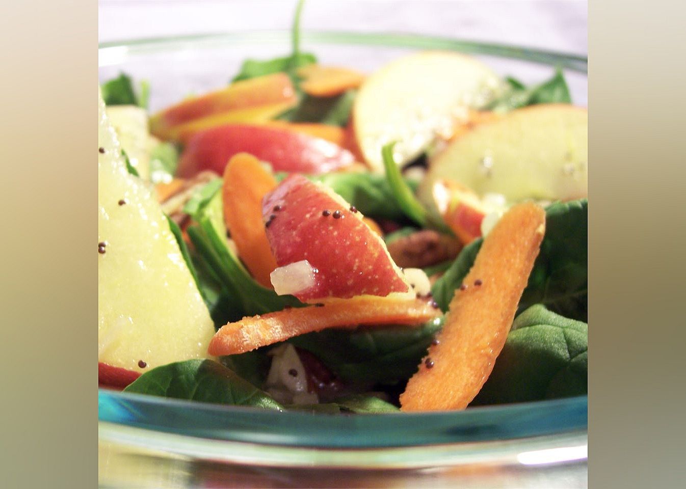 Apple, Pecan, Cranberry, and Avocado Spinach Salad with Balsamic Dressing