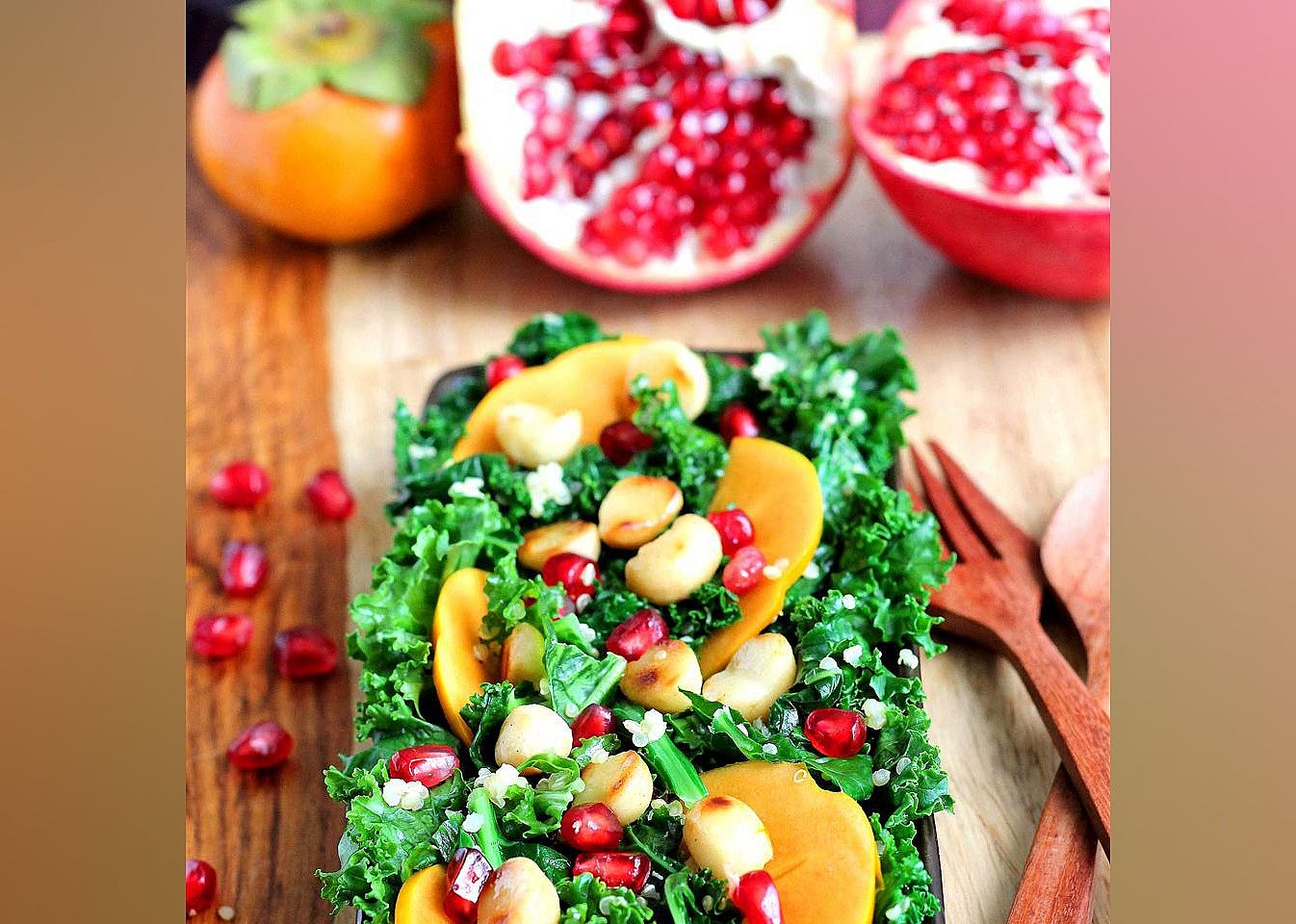 Persimmon, Pomegranate, and Massaged Kale Salad