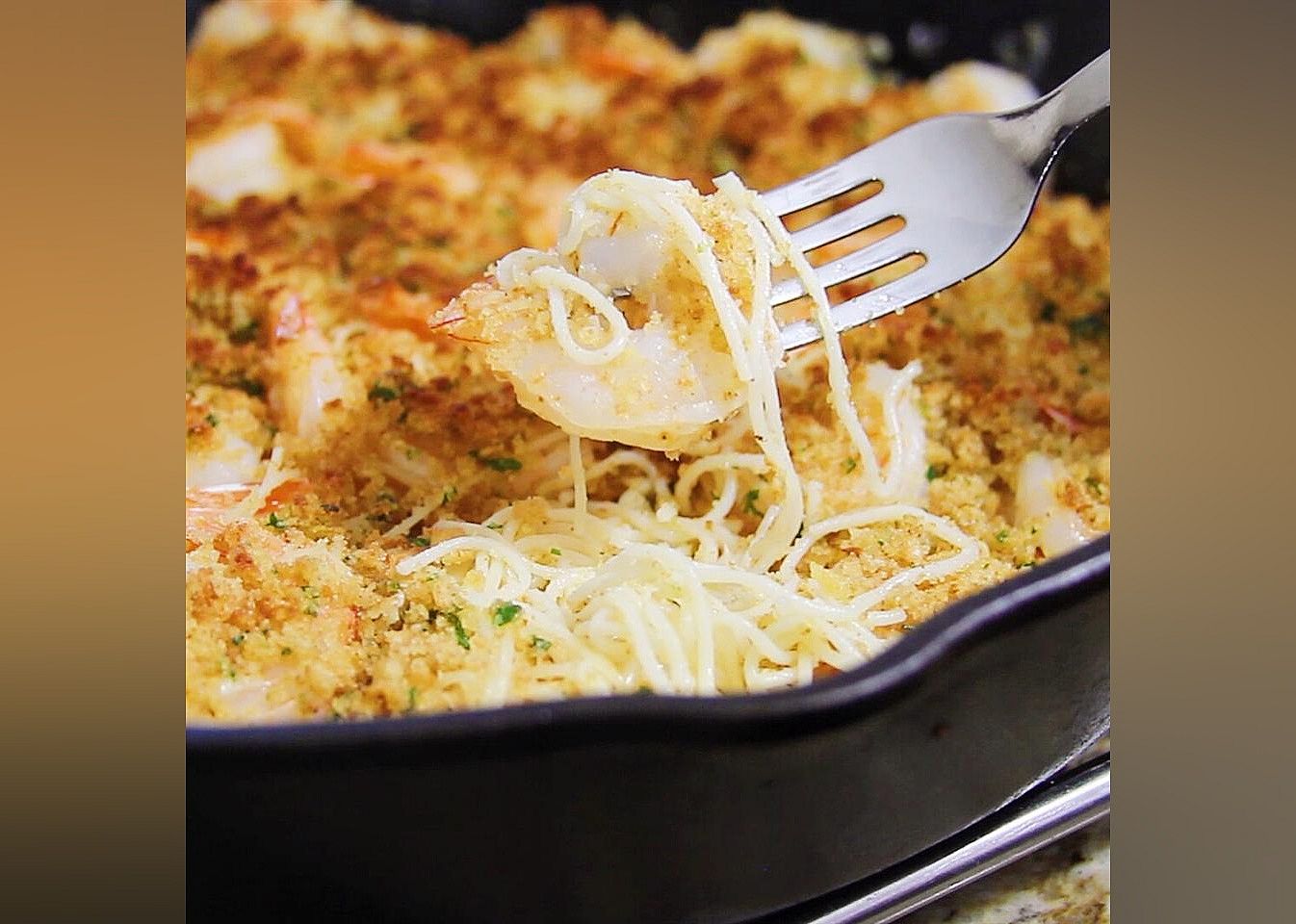 Parmesan-Crusted Shrimp Scampi with Pasta