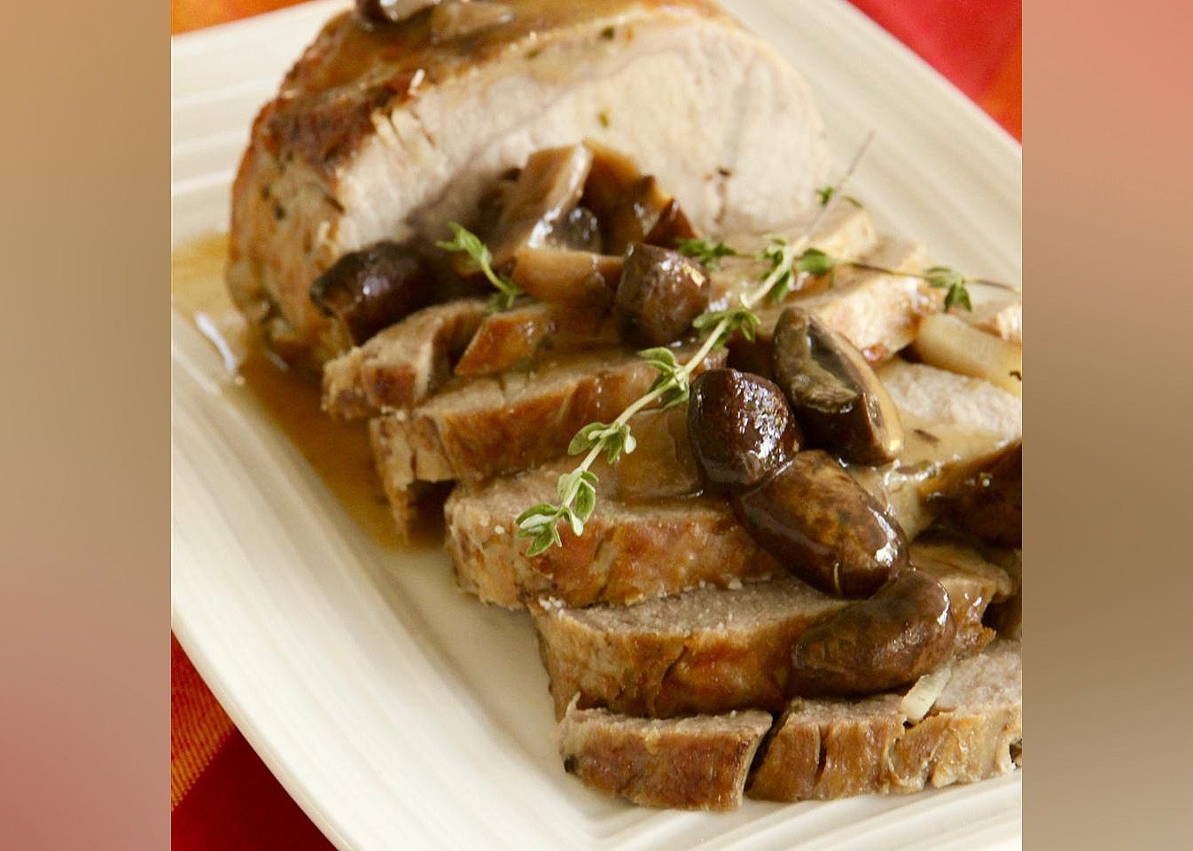 Pork Loin Roast with Baby Bellas
