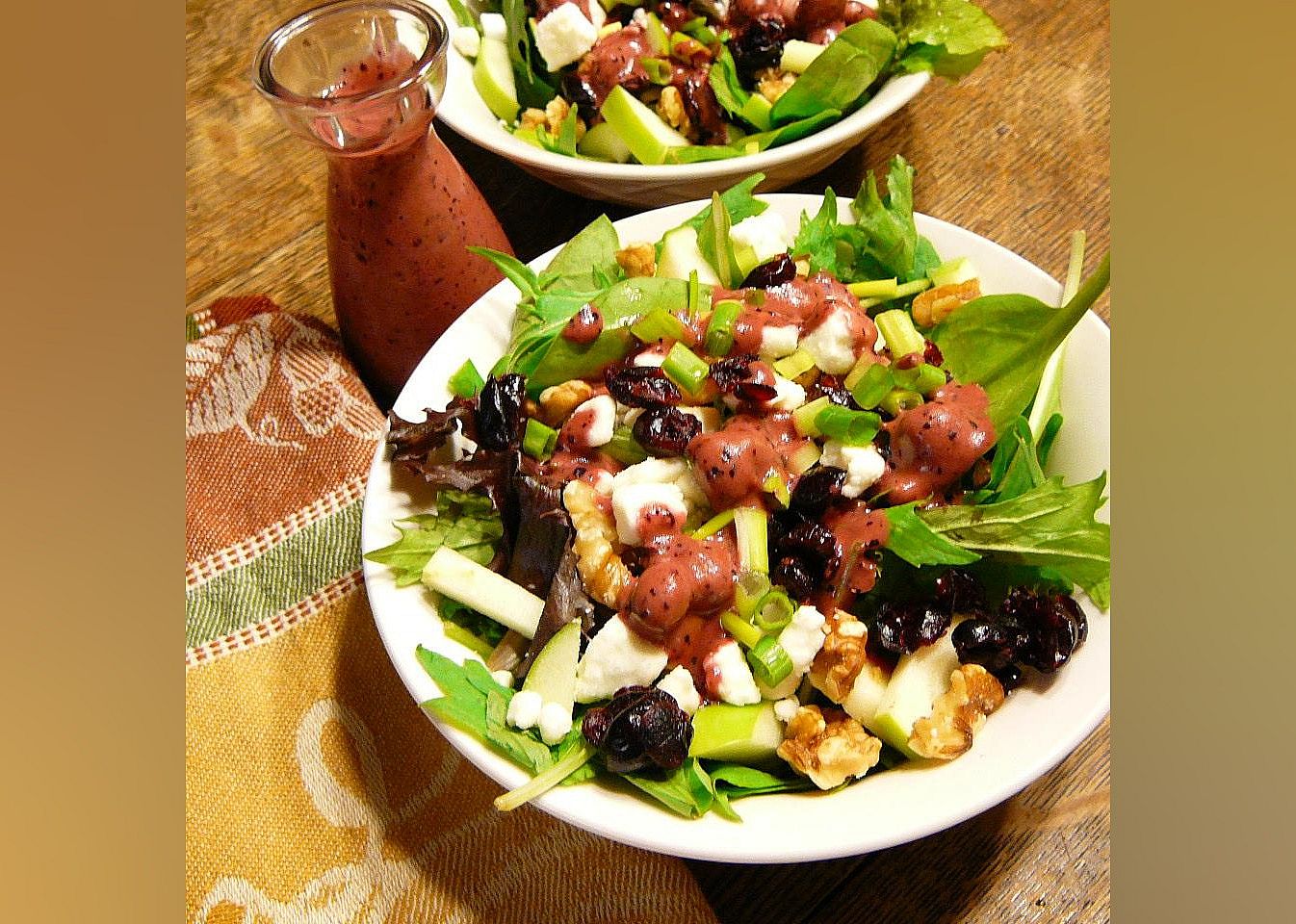 Green Apple Salad With Blueberries, Feta, And Walnuts