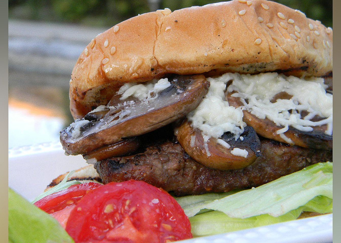 Grilled Mushroom Swiss Burgers